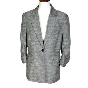 Peace of Cloth Panticular Tweed Menswear Blazer Jacket w Ruched Sleeve Size 12
